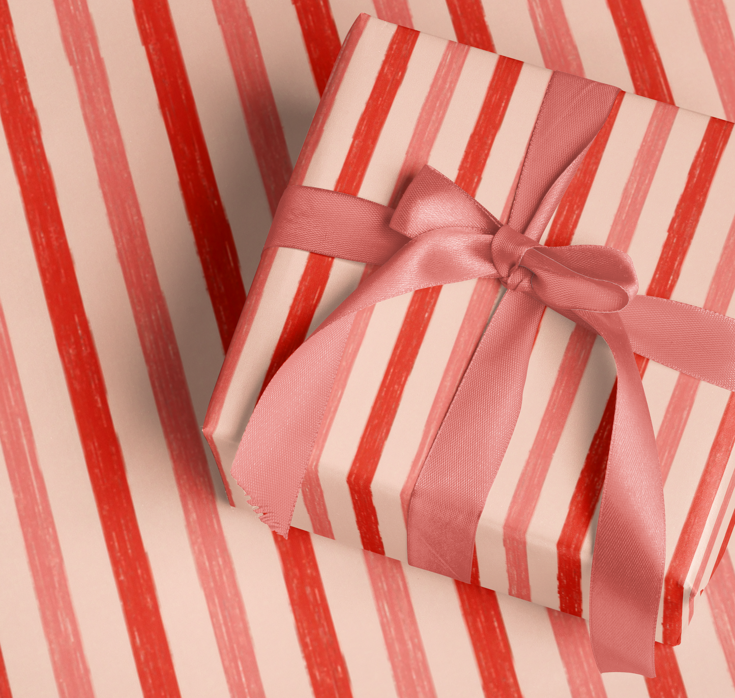 Red and Pink Striped Gift Wrap