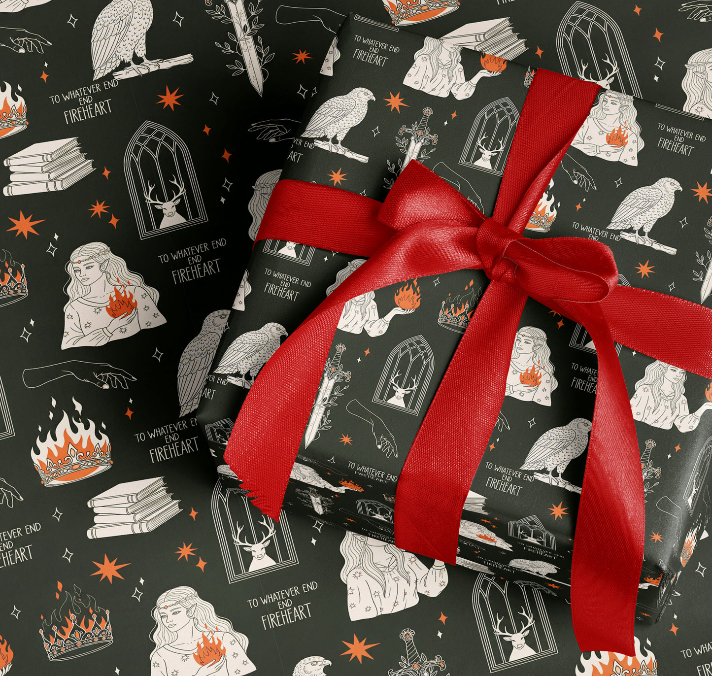 BookTok Fireheart Wrapping Paper - MagicMerchEmporium