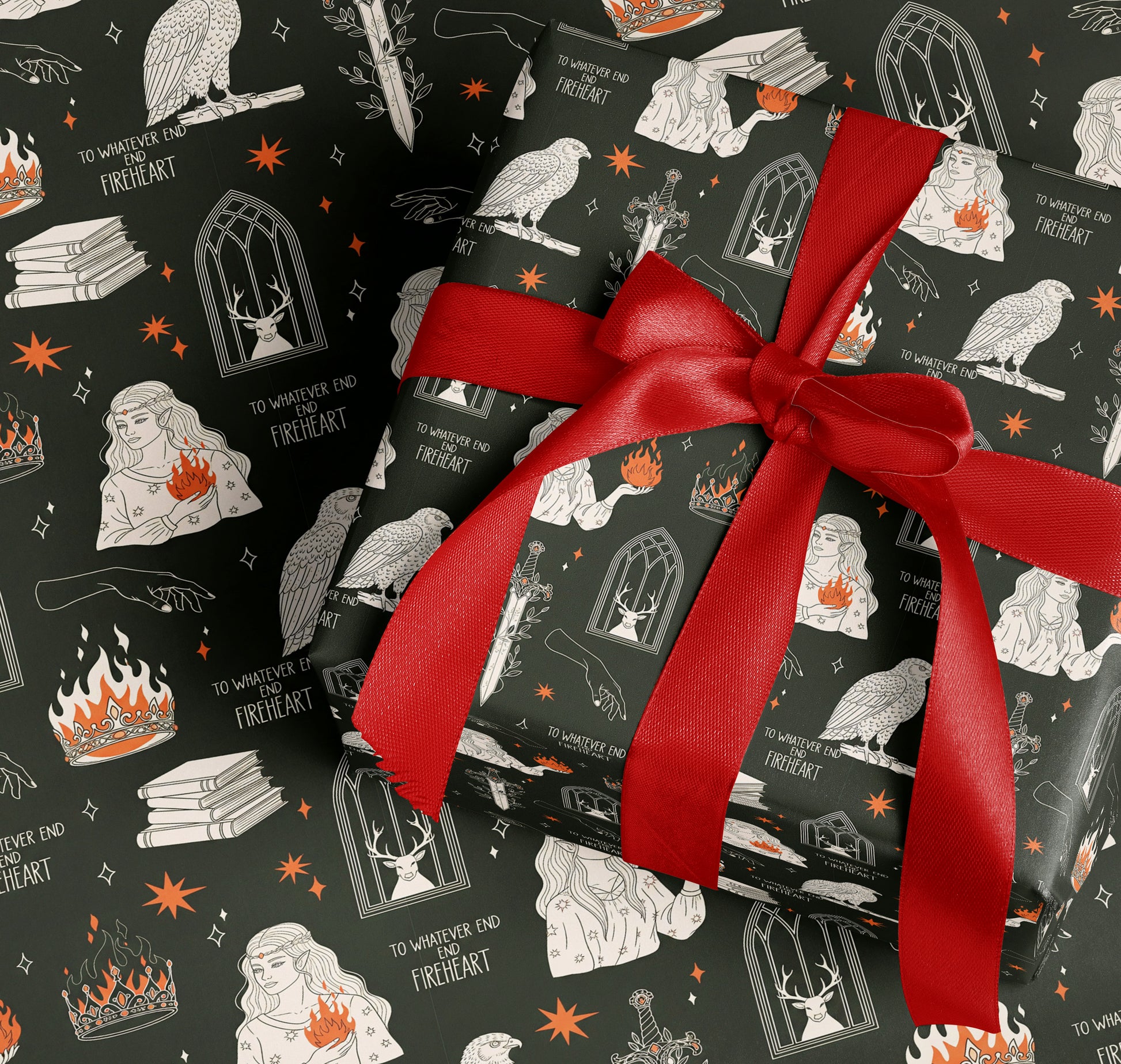 BookTok Fireheart Wrapping Paper - MagicMerchEmporium