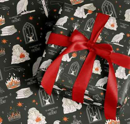 BookTok Fireheart Wrapping Paper - MagicMerchEmporium