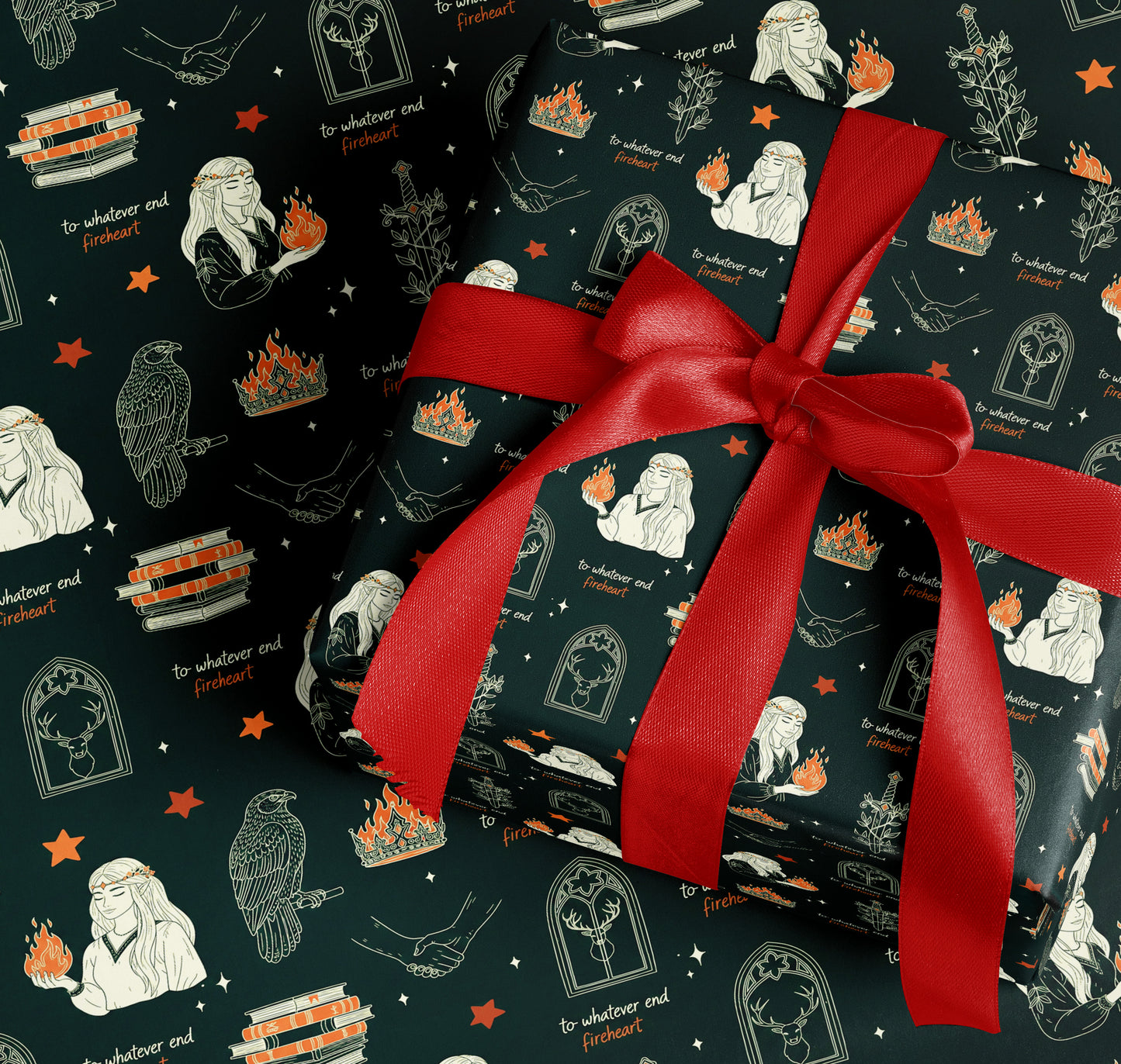 Aelin crown flame Wrapping Paper - MagicMerchEmporium