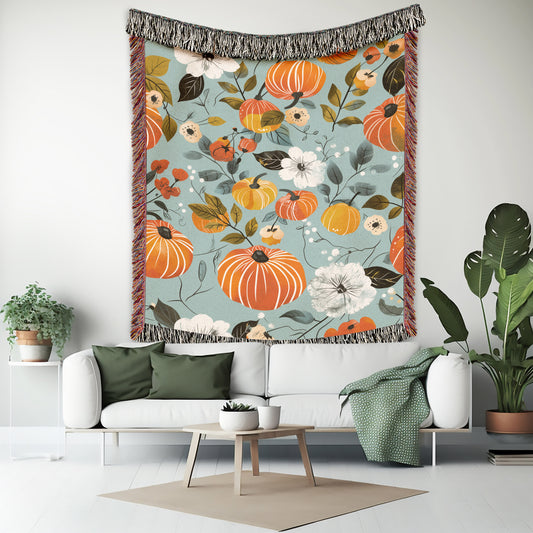 Pumpkin & Floral Fall Blanket 🍂