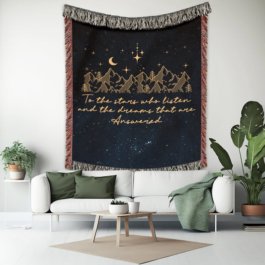 🌌 ACOTAR Woven Throw Blanket – To the Stars and Dreams Fulfilled ✨