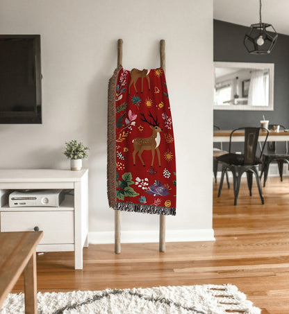 Festive Woodland Deer Christmas Throw Blanket 🦌🎄