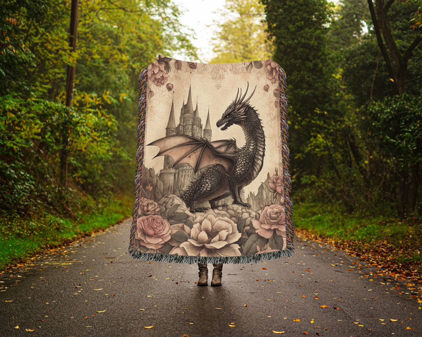 🪄 Mythical Dragon Tapestry Blanket