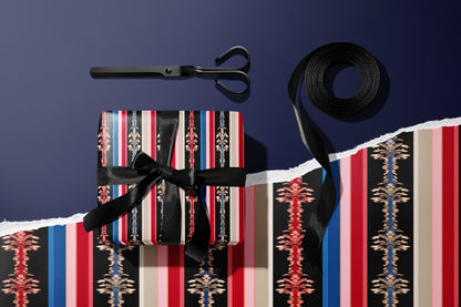 Black Baroque Stripe Wrapping Paper