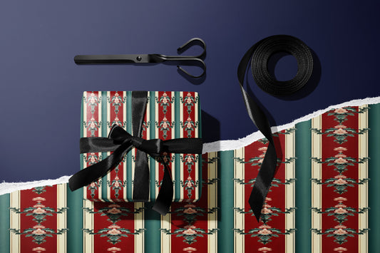 Classic Red Baroque Stripe Wrapping Paper