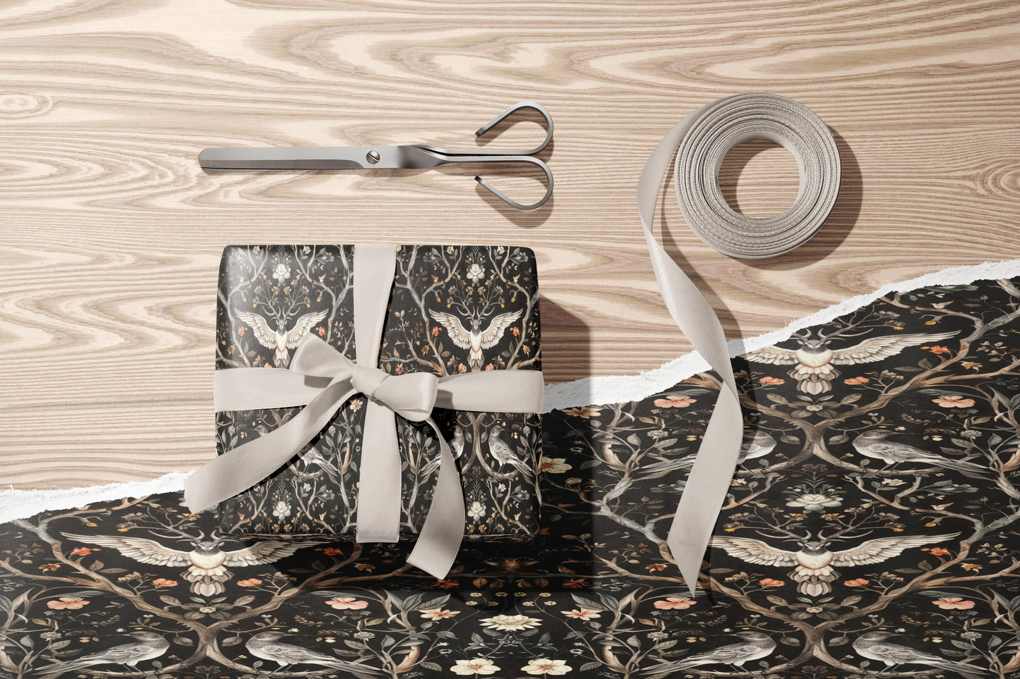 Dark Forest Birds Wrapping Paper