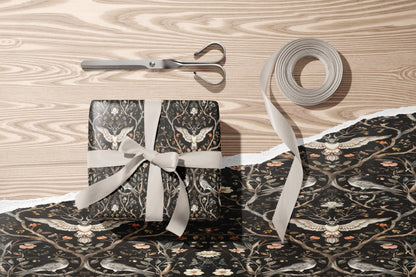 Dark Forest Birds Wrapping Paper