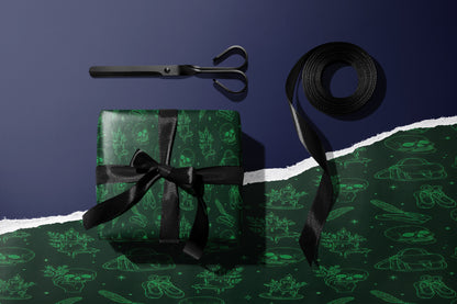 Green Sorcery Line Art Wrapping Paper