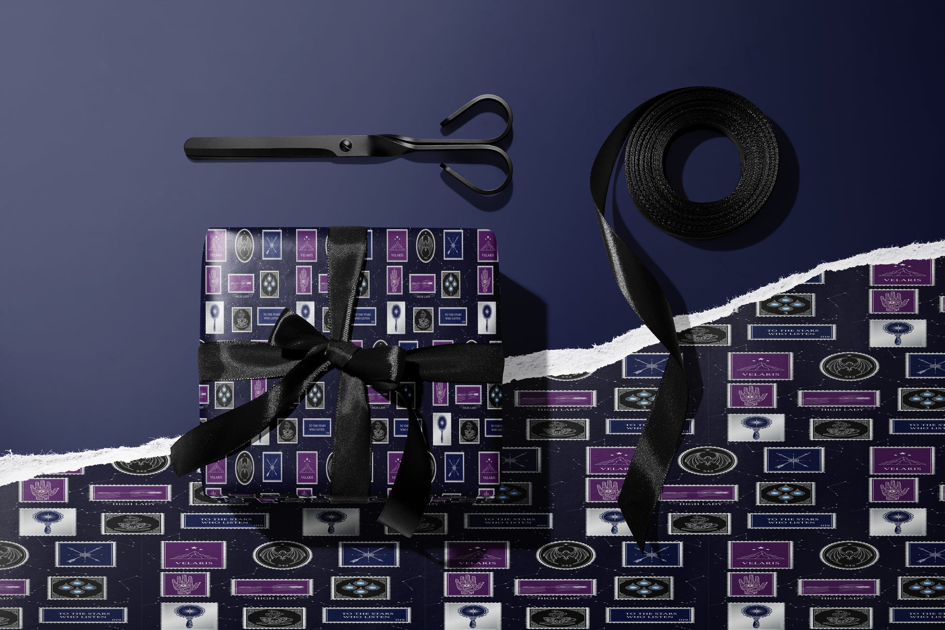 Velaris purple and navy Wrapping Paper - MagicMerchEmporium
