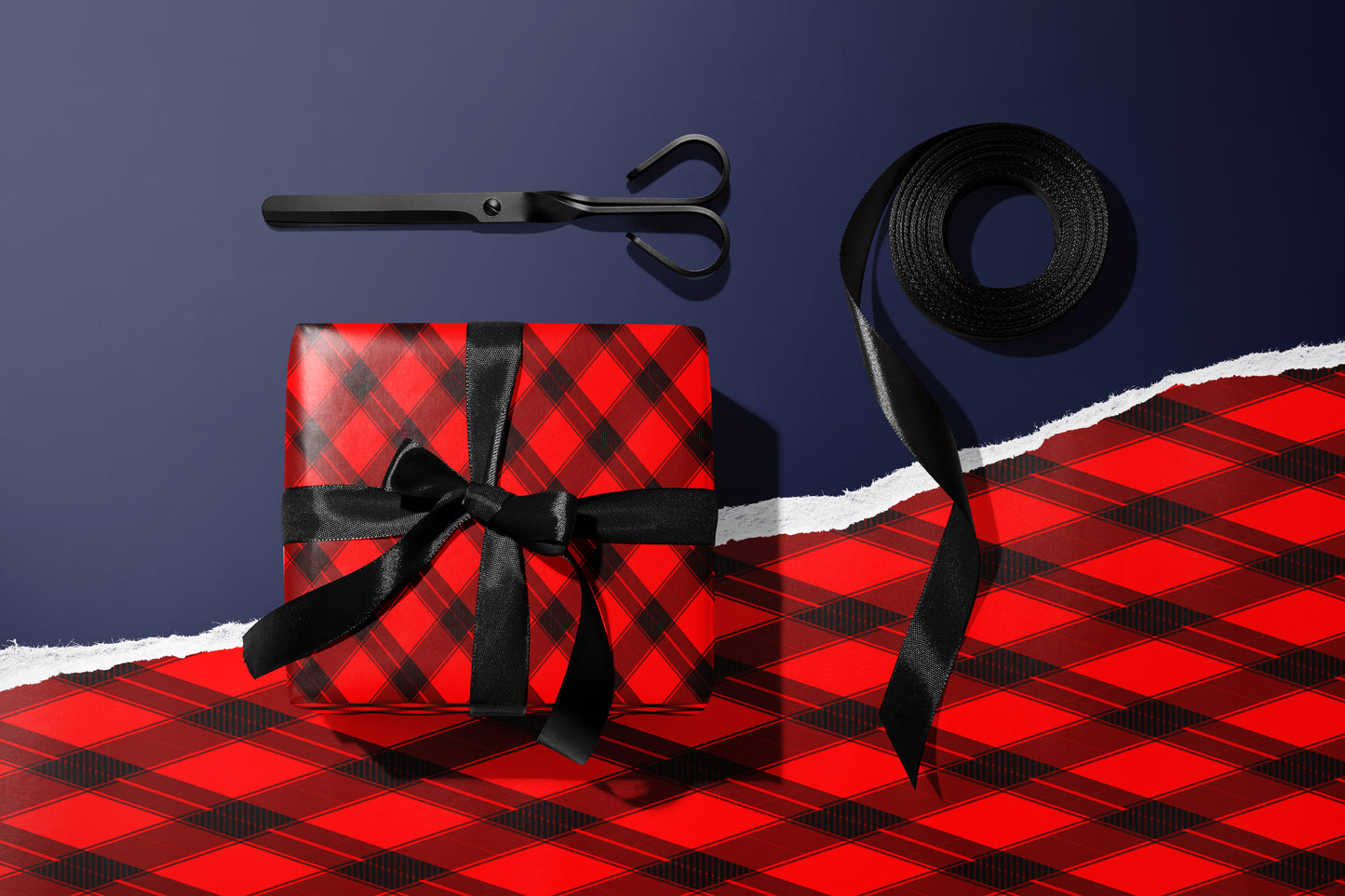 Red Plaid Wrapping Paper Roll