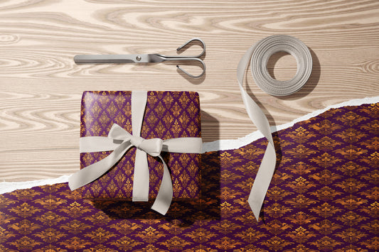 Luxury Purple Baroque Damask Wrapping Paper