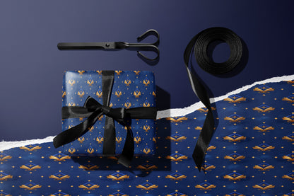 Royal Blue Fleur-de-Lis Wrapping Paper