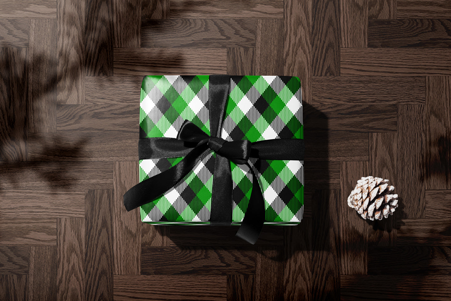 Green Buffalo Plaid Christmas Wrapping Paper