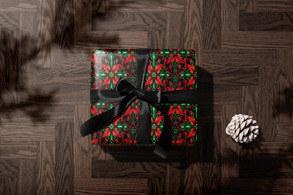 Luxury Red & Green Damask Wrapping Paper