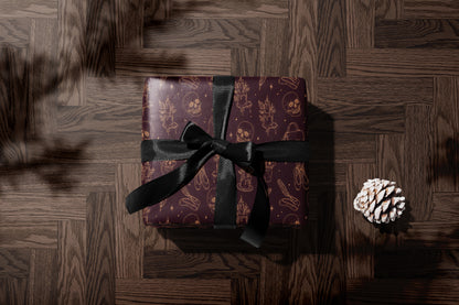 Dark Witch Aesthetic Burgundy Wrapping Paper