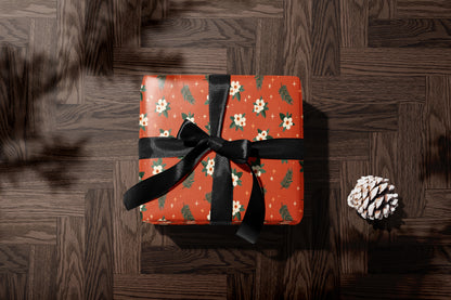Floral Gift Wrap with Pine & Stars