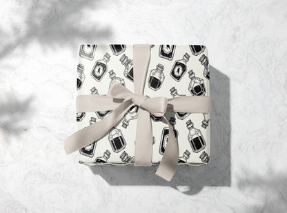 Raven Bottle Pattern Wrapping Paper