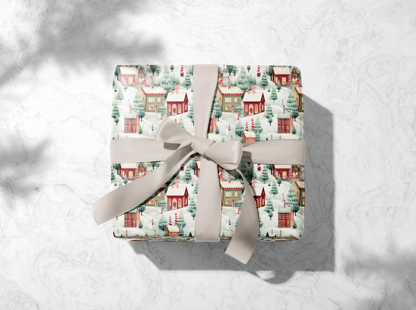 Snowy Winter Town Wrapping Paper