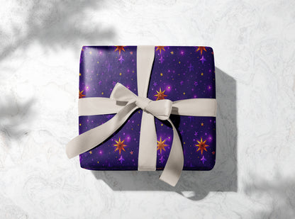 Purple Galaxy Stars Wrapping Paper