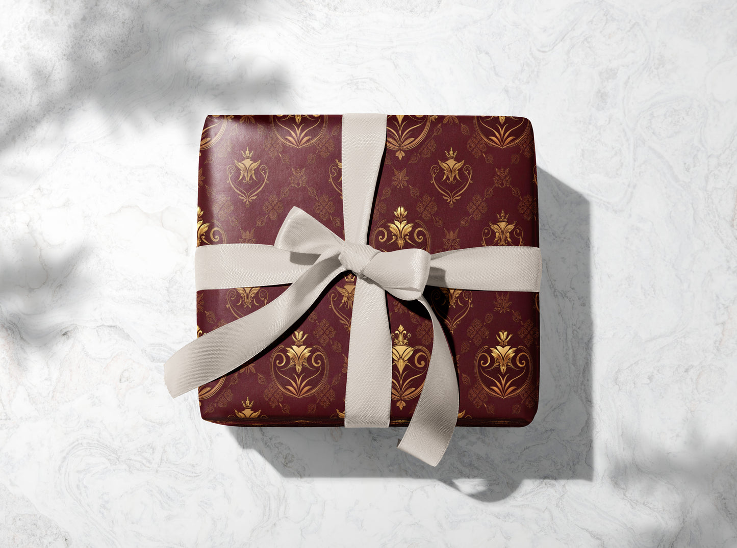 Burgundy Regal Baroque Wrapping Paper