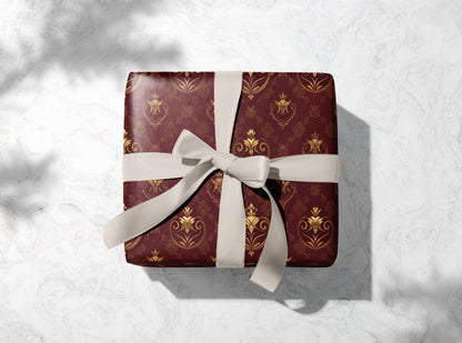 Burgundy Regal Baroque Wrapping Paper