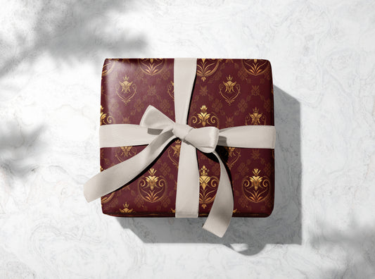 Burgundy Regal Baroque Wrapping Paper