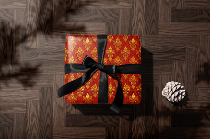 Red Regal Baroque Wrapping Paper