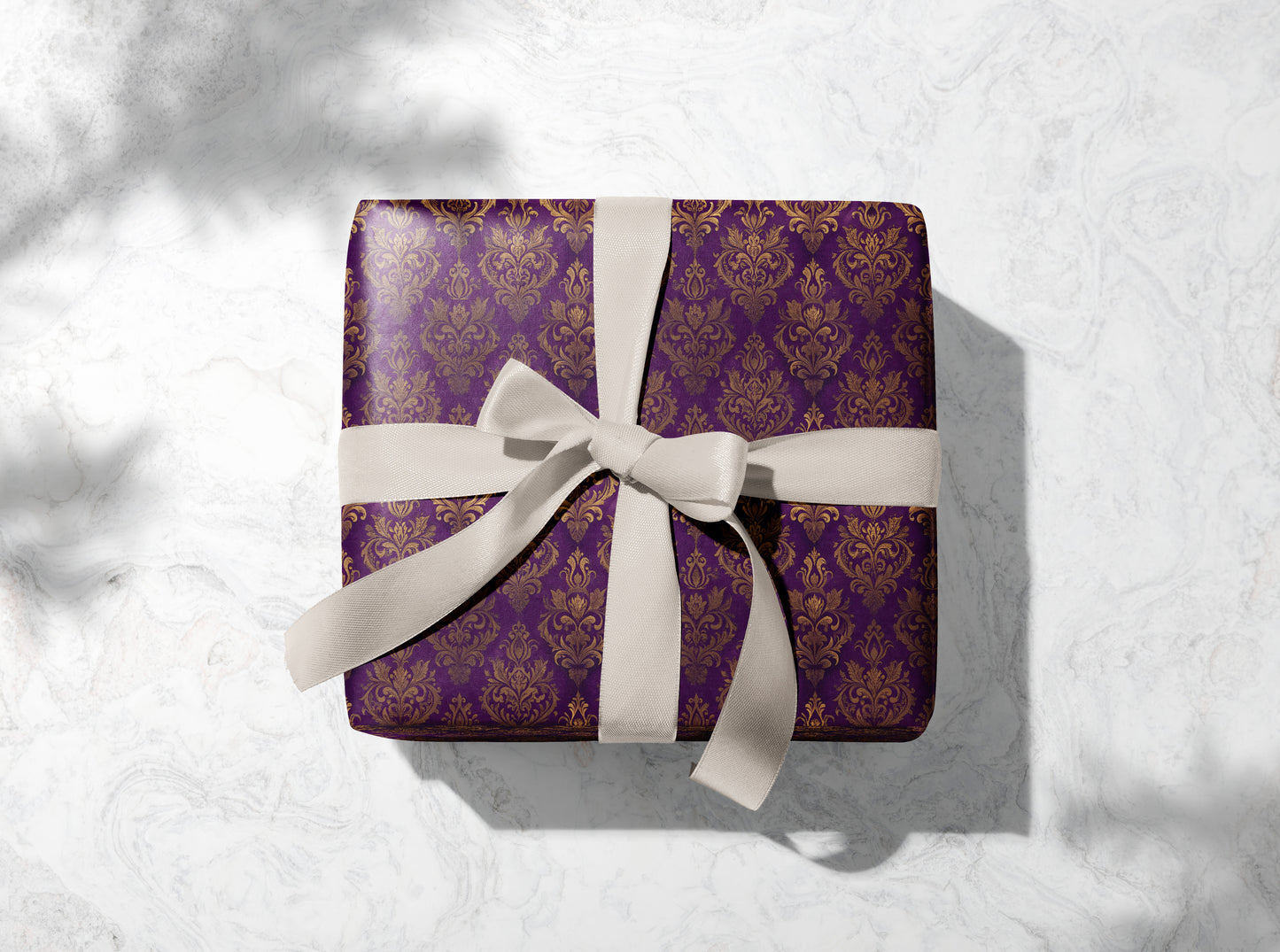 Purple Baroque Damask Wrapping Paper