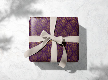 Purple Baroque Damask Wrapping Paper