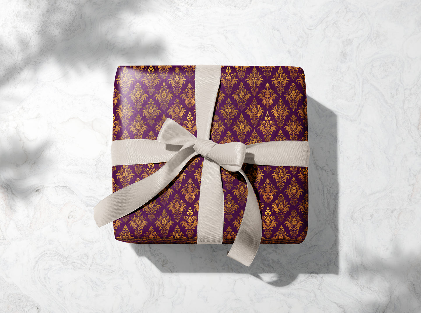 Luxury Purple Baroque Damask Wrapping Paper