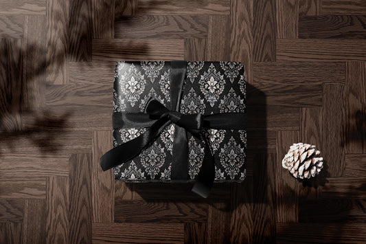 Elegant Silver Damask Wrapping Paper