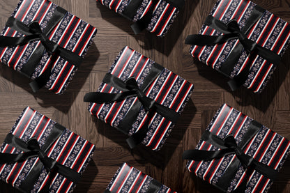 Red Navy Decorative Stripe Wrapping Paper