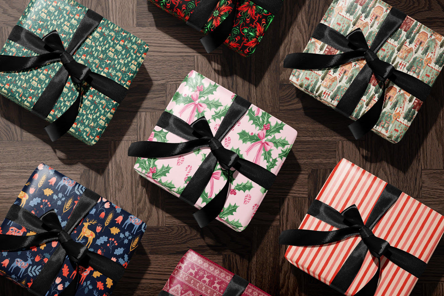 Nordic Folk Art Wrapping Paper