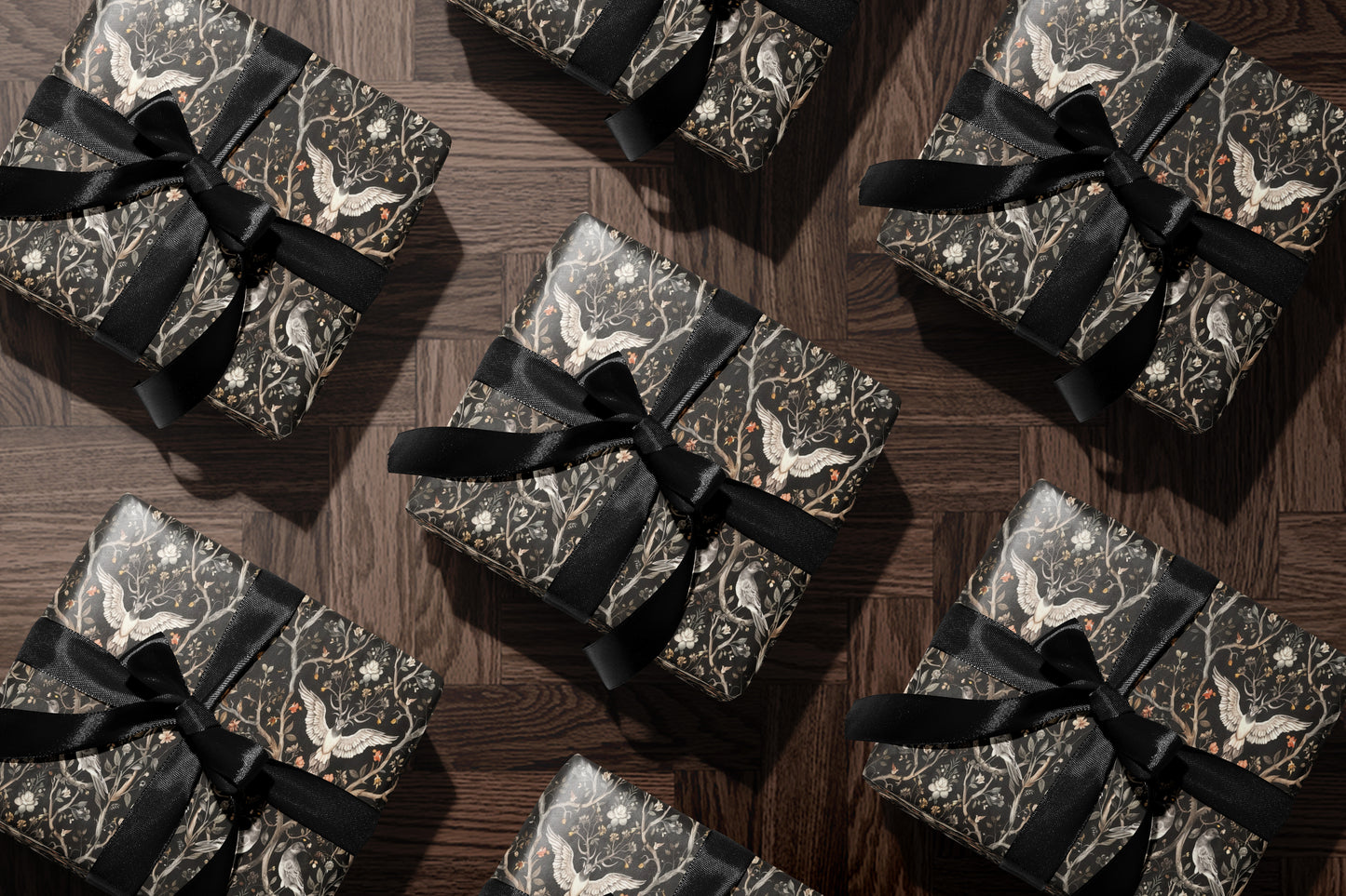 Dark Forest Birds Wrapping Paper