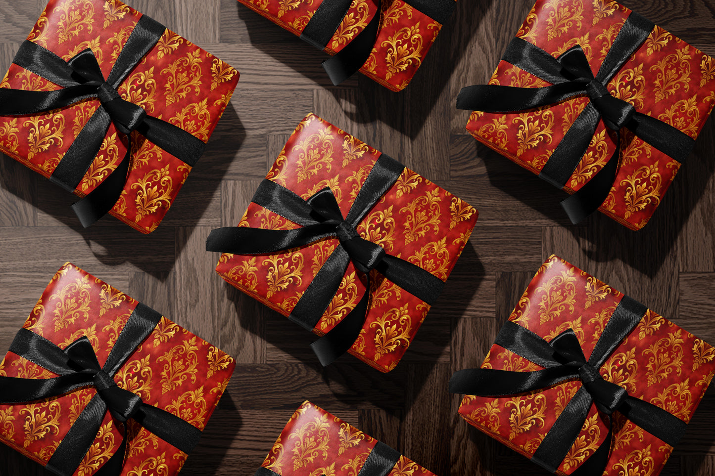 Red and Gold Baroque Wrapping Paper