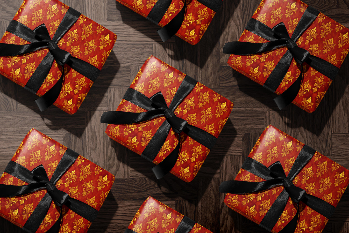Red Regal Baroque Wrapping Paper