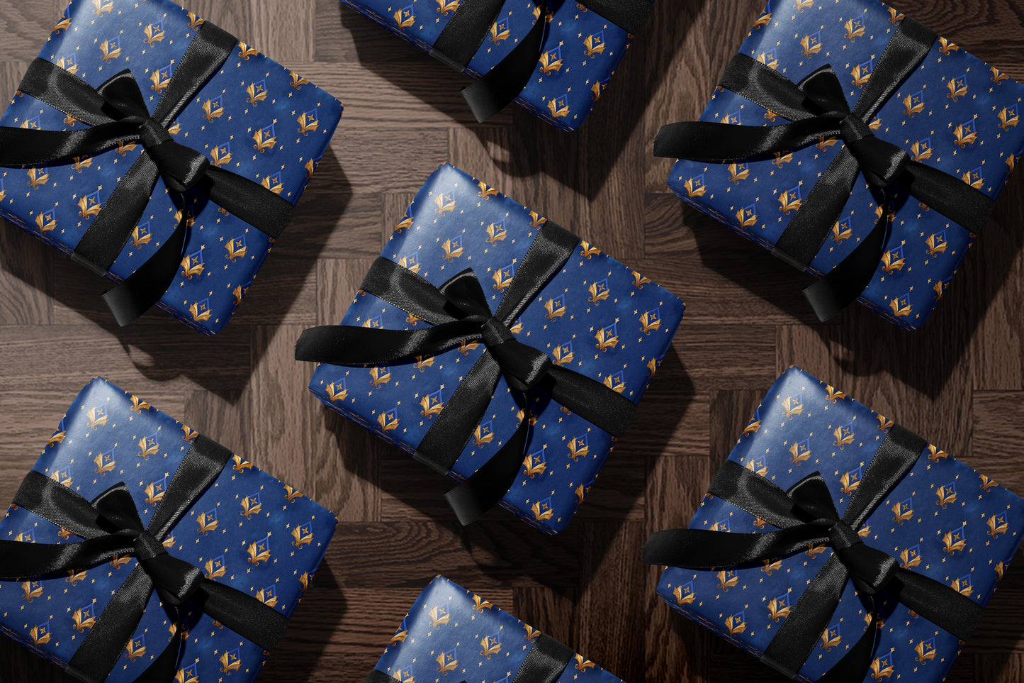 Royal Blue Fleur-de-Lis Wrapping Paper
