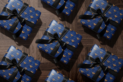 Royal Blue Fleur-de-Lis Wrapping Paper