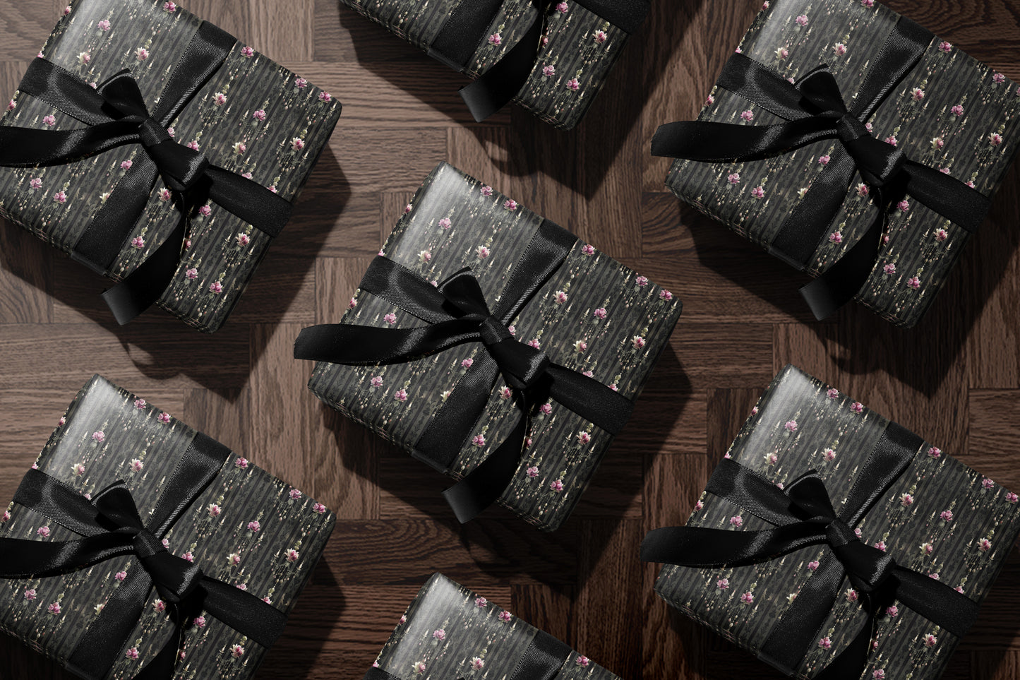 Dark Gothic Floral Wrapping Paper