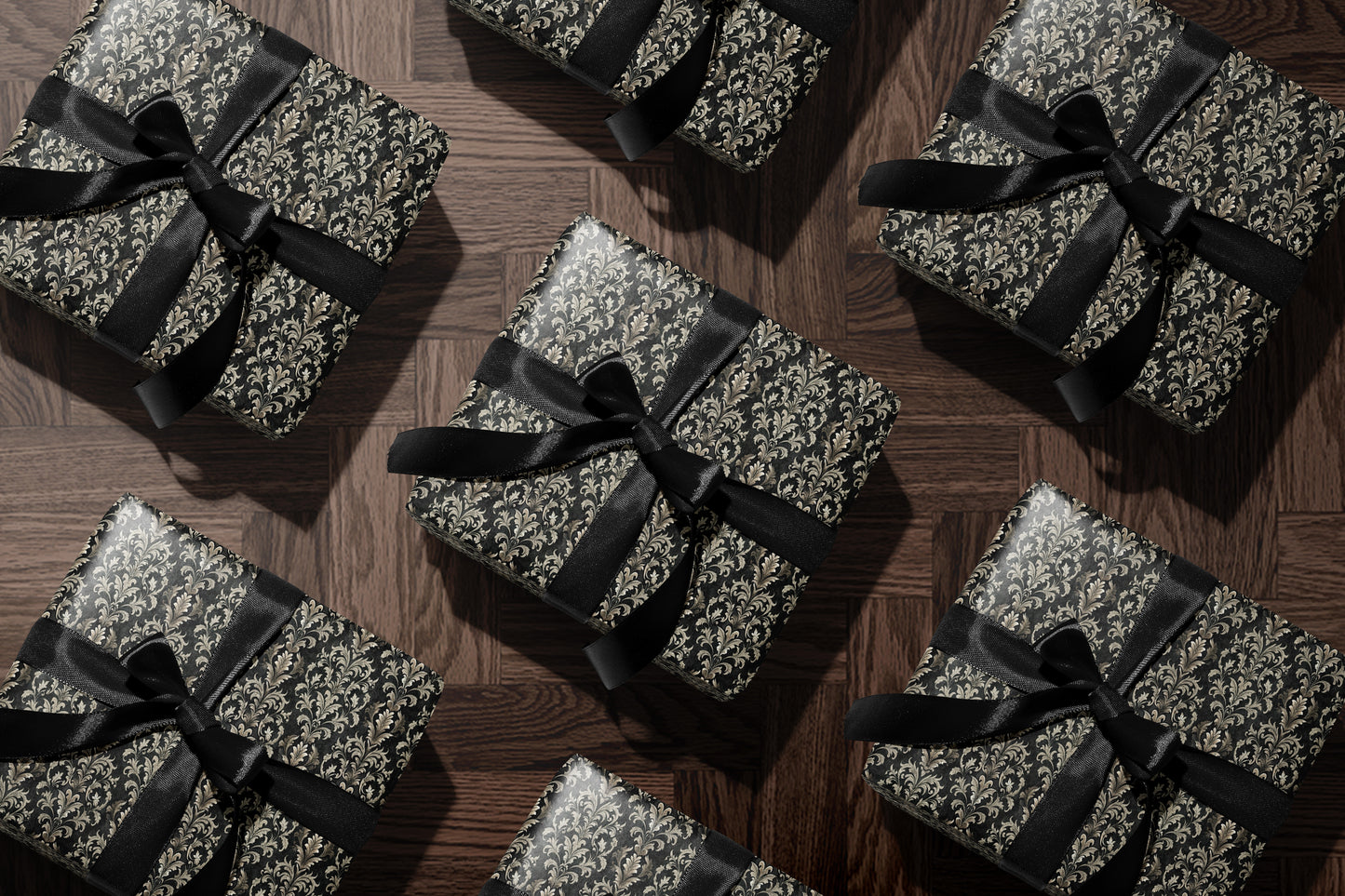 Elegant Black Damask Wrapping Paper