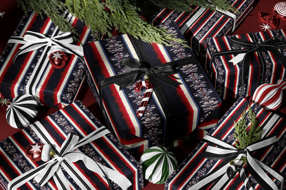Red Navy Decorative Stripe Wrapping Paper