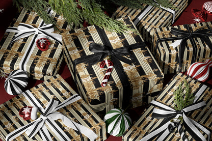 Luxury Black Cream Baroque Wrapping Paper