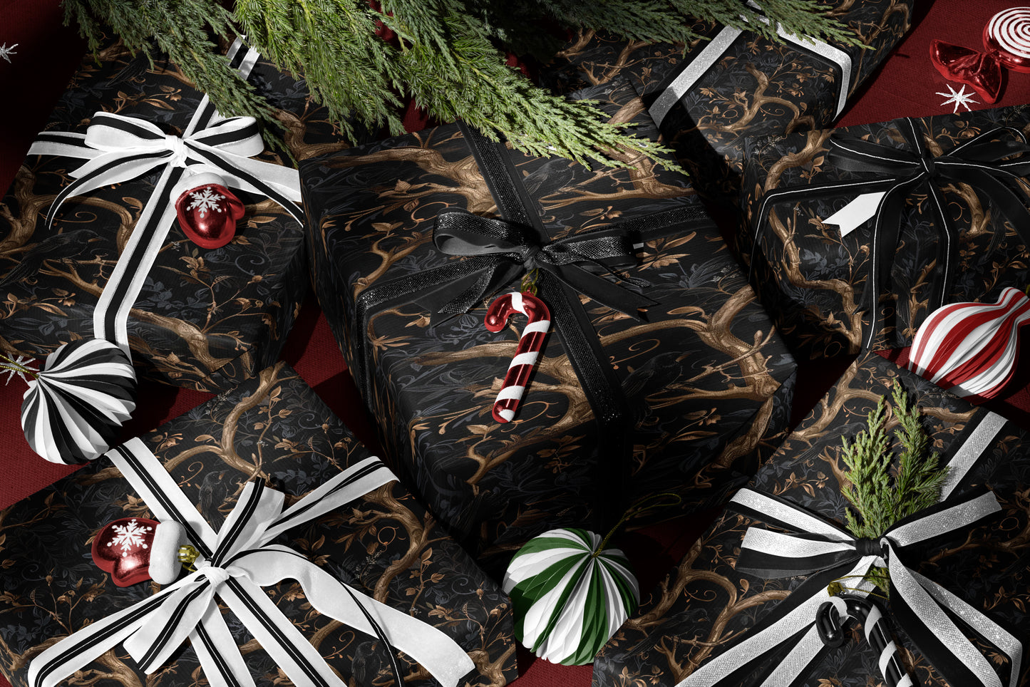 Dark Botanical Forest Wrapping Paper
