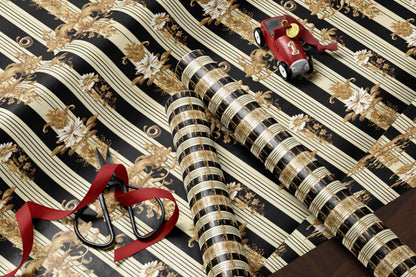 Luxury Black Cream Baroque Wrapping Paper