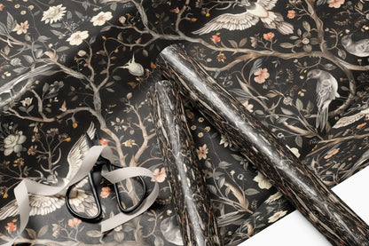Dark Forest Birds Wrapping Paper