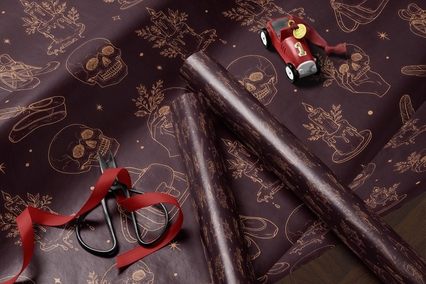 Dark Witch Aesthetic Burgundy Wrapping Paper