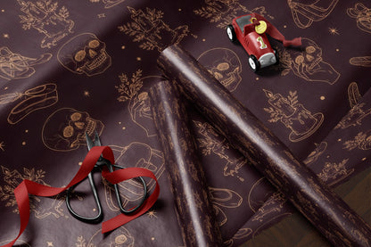 Dark Witch Aesthetic Burgundy Wrapping Paper