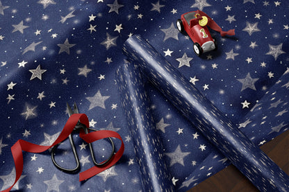 Navy White Stars Wrapping Paper